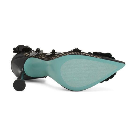 NEW BETSEY JOHNSON Nash Mesh Pumps With Floral Embellishments in black 7253m7 - Picture 6 of 15